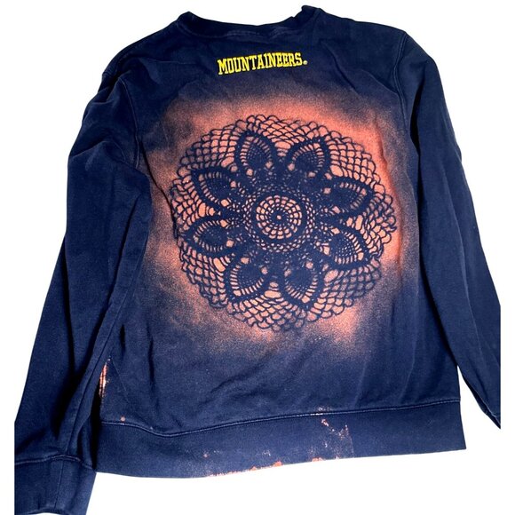 Vintage 90s West Virginia Mountaineers Bleach Dye Sweatshirt Size Lg Large Black - Picture 4 of 8